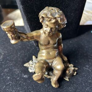 Antique Bronze Figurine: Greek God, Dionysius. 
approx: 3"X 2 1/2"